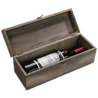 Boîte Cadeau Rustique en Bois Massif Brûlé pour Bouteille de Vin, Forme Rectangulaire, Noire, Décorative, pour Collectionneur de Vin, Utilisation Alimentaire