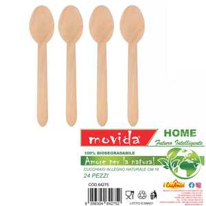 24 cucchiai di legno organico da 16 cm, posate usa e getta - Product Image 1