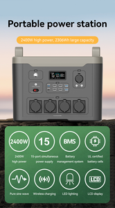2400W Lifepo4リチウム電池ポータブル電源、MPPTソーラー発電機付き、AC/DC/車載充電対応、アウトドアキャンプや緊急時用 - Product Image 3