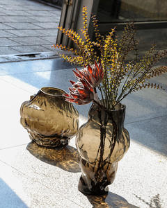 American Retro Coffee-colored Shaped Glass <b>Vase</b> Bedroom Desktop Flower Arrangement Flower <b>Vase</b> Home Decoration Glass <b>Vase</b> - Product Image 4