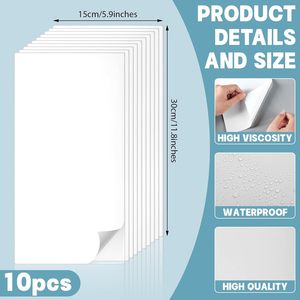 Kit de réparation de ruban blanc auto-adhésif pour réparation de trous, outil étanche pour réparer les imperfections, murs de revêtement de piscine fissurés, toit, salle de sport - Product Image 2