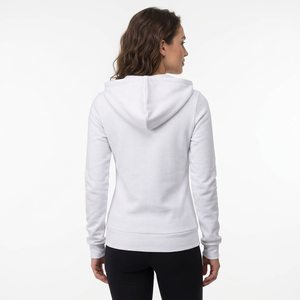 <b>Women</b> Hooded Sweatshirt Full Sleeve Solid <b>White</b> Knitted Cotton Breathable Autumn Style with Pockets - Product Image 4