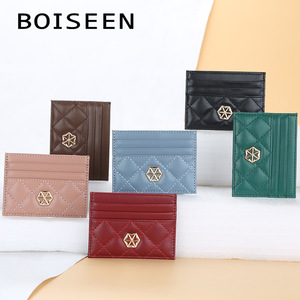 Boiseen Women's Mini Card Holder Pu Leather Quilted Design Credit Card Case Pink For Everyday Use - Product Image 4