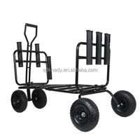 Chariot de pêche pliable robuste KNADY en métal et plastique, conteneur à roulettes, roues pneumatiques, conception à quatre roues, porte-cannes, capacité de charge de 150 kg