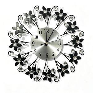 Horloge murale en fer forgé à motif floral, quartz analogique silencieux, affichage à aiguilles rondes, horloge décorative à suspendre pour le salon - Product Image 5