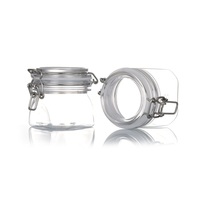 Bocaux à couvercle à loquet en plastique PET transparent carré Gamme de 40ml à 500ml pour le stockage des cosmétiques et la mise en conserve des conteneurs de stockage hermétiques