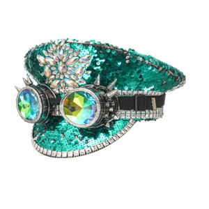 녹색 장식 조각 웨딩 모자 결혼식 파티 카니발 플랫 성능 모자를위한 세련된 여성 모자 - Product Image 5