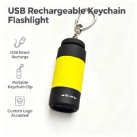 Senter LED USB Portabel Isi Ulang Gantungan Kunci Mini Lampu Putih Sakelar Rotasi Penerangan Luar Ruangan Senter COB Plastik Tahan Lama