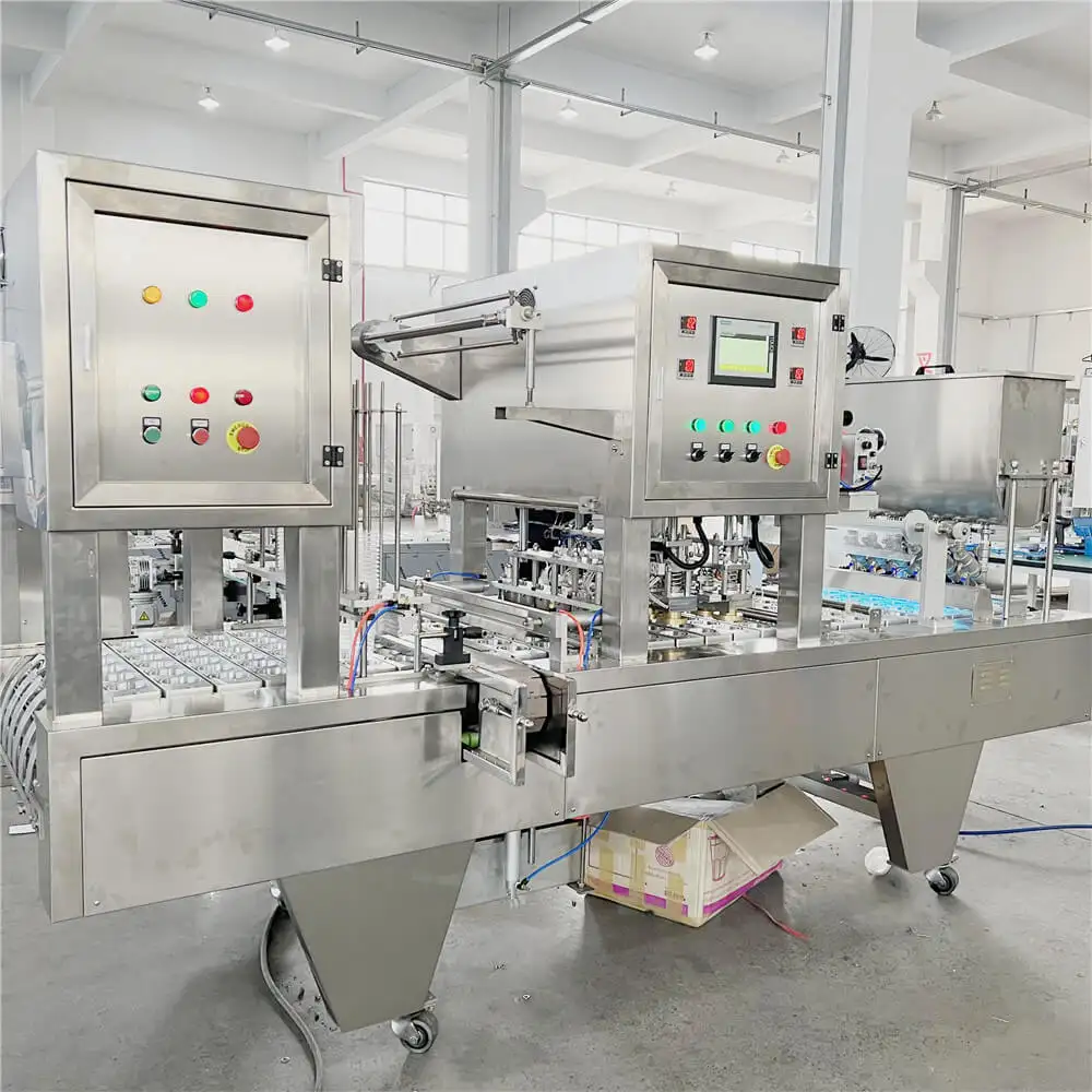 4lines water juice jelly cup filling machine  cup juice liquid filling machine  plastic cup filling machine for water trade