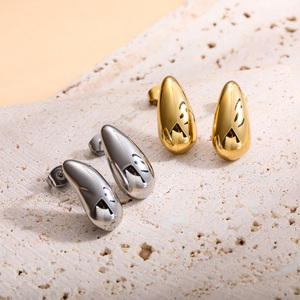 Boucles d'oreilles en acier inoxydable sans décoloration, forme ovale, <span class=keywords><strong>banane</strong></span>, goutte d'eau, plaqué <span class=keywords><strong>or</strong></span> 18 carats, vente en gros de bijoux pour femmes - Product Image 1