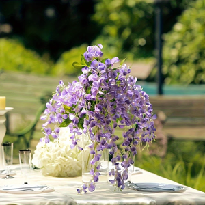 12 têtes de fleurs artificielles de glycine en soie pour décoration de maison, mariage, fête - Vente en gros - Product Image 4