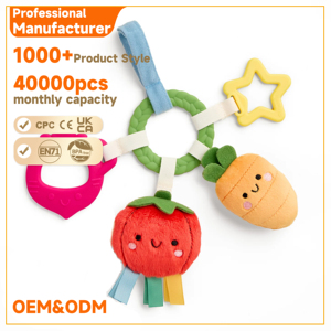 Jouet de <span class=keywords><strong>dentition</strong></span> et hochet pour bébé en forme de légume mignon, en peluche douce et silicone, pour nourrissons, jouet sensoriel à suspendre à la poussette avec son de hochet - Product Image 5