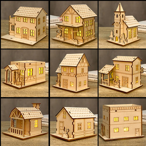 Nuova Casetta in Legno Illuminata Fatta a Mano 2026, Mini Albero di Natale da Tavolo, Regalo Festivo, Decorazione Natalizia - Product Image 3