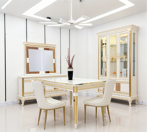 Ensemble de table et de chaises de salle à manger en MDF de luxe moderne avec hauteur réglable, installation facile, 8 pièces pour la maison, l'hôtel, l'appartement, la <span class=keywords><strong>villa</strong></span> - Product Image 3