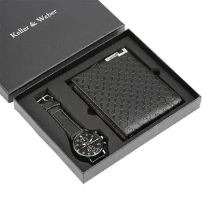 Wholesale all kinds of promotional gift items giveaway Men's Gift Set Beautifully Packed Watch Wallet Set