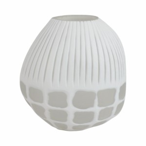 Vaso rotondo in vetro con texture a coste, decorazione moderna per soggiorno, camera da letto, ufficio - Product Image 1