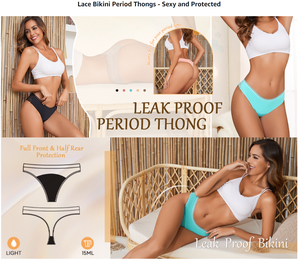 Tanga <span class=keywords><strong>de</strong></span> Encaje Sexy Nueva Sin PFAS, Bragas Menstruales <span class=keywords><strong>de</strong></span> Algodón Reutilizables <span class=keywords><strong>de</strong></span> Alta Calidad con 4 Capas a Prueba <span class=keywords><strong>de</strong></span> Fugas y Alta Absorbencia para Mujer - Product Image 4