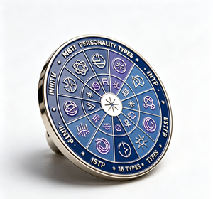 Plaque décorative ronde en métal avec symboles des types de personnalité MBTI, plaque de présentation en résine bleue pour la décoration intérieure - Product Image 3