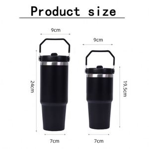 Tumblers Wholesale Bulk 20oz & 30oz Stainless Steel Tumbler Double-Wall Flip <b>Straw</b> Insulated Travel Mug Tumbler <b>with</b> Handle - Product Image 5