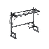 Vente en gros Support d'évier de cuisine étagère d'évier en acier au carbone avec baguettes accessoires de rangement évier bol organisateur bol égouttoir