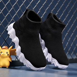 Chaussures montantes pour enfants, noires et blanches, semelle extérieure en caoutchouc, semelle intermédiaire en EVA, doublure en mesh, pour garçons de 6 à 12 ans, sport et usage quotidien - Product Image 3