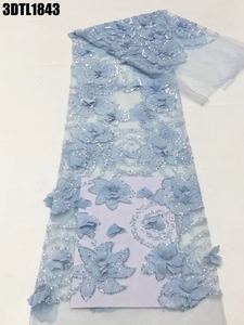 Hot Selling Dubai Top Qualität Braun 3D Blumen Braut Stickerei Spitze Stoff Afrikanische Französisch Tüll Spitze Braut Brautkleid