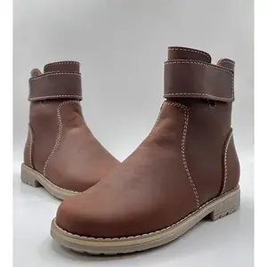 Botas de Tobillo de Moda para Niñas, con Parte Superior de Piel Marrón, Estilo Vaquero, Cómodas, para Regalo - Product Image 3