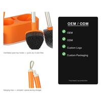 Ensemble de brosses WC 3-en-1 avec support, brosse pour cuvette de toilette + brosse angulaire + brosse pour fentes, manche en PP, nettoyage de salle de bain, vente en gros OEM