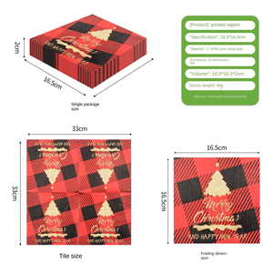 Guardanapos de Papel Coloridos Impressos de 2 Camadas para Decoupage com Design de Dobragem em Estilo de Bolsa para Uso em Jantar - Product Image 5
