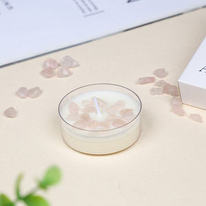 Meilleure Vente : Bougie Parfumée aux Copeaux de Quartz Rose Cristallin, Gravier d'<span class=keywords><strong>Aventurine</strong></span> Poli pour l'Aromathérapie et la Méditation – Idéal Cadeau - Product Image 3