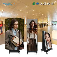 Afficheur LED pliable double face, portable, sur pied, pour intérieur/extérieur, publicité dans les centres commerciaux, mobile, intelligent