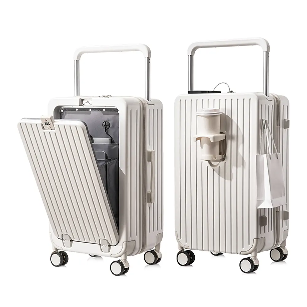 Новый Многофункциональный чемодан для 2024 путешествий, водонепроницаемый смарт-чемодан с usb-портом для зарядки, чемодан с подстаканницей