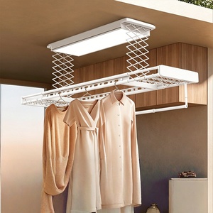 Tendedero de ropa ultrafino de doble fila con control remoto, elevación inteligente y barra de secado automático. - Product Image 3