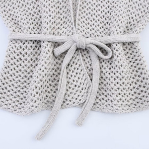 SHENZHU Suéter de Punto Calado con Cinturón para Mujer, Novedad de Primavera, Estilo Vintage, Manga Larga, Pullover Chic para Mujer - Product Image 4