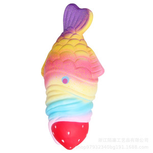 Strawberry Ice Cream Fish <b>Squishy</b> Toy TPE Slow Rebound Fidget Toy For Kids Age 2 To 4 Years Unisex Decor Gift - Product Image 2