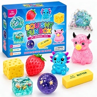 Nouveauté transfrontalière : Jouets compressibles en plastique, lot de 8 pièces, série boîte mystère souple, jouet anti-stress souple
