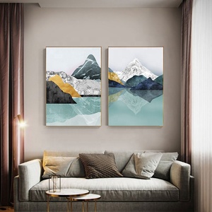 Peinture sur toile abstraite moderne <span class=keywords><strong>montagne</strong></span> <span class=keywords><strong>forêt</strong></span> coucher de soleil paysage nordique affiche imprimée mur Art <span class=keywords><strong>image</strong></span> décoration de couloir de la maison - Product Image 4