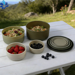 Boîte à bento ronde en silicone avec couvercle, compatible micro-ondes, hermétique, pour le stockage des pique-niques - Product Image 1