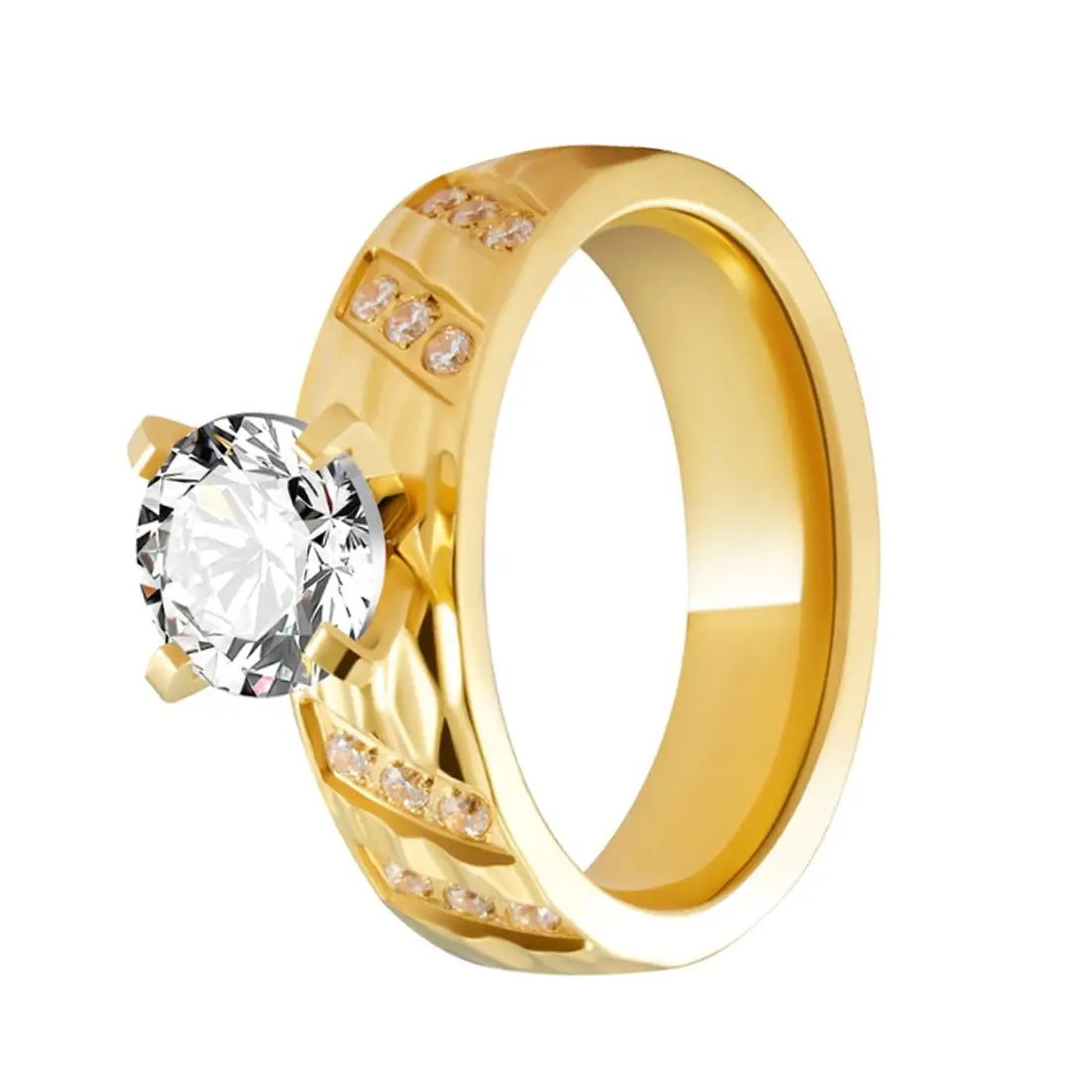 カスタム3pcs18kゴールド充填メッキ婚約指輪ダイヤモンドキュービックジルコニア恋人のカップル結婚指輪ジュエリー女性