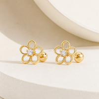 Boucles d'oreilles clous Muweike en argent sterling 925 vermeil avec zircon, motif floral, élégantes pour femme, bijoux raffinés