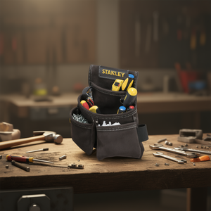 Étui à outils en cuir Stanley à double poche avec plusieurs compartiments pour outils et quincaillerie - Product Image 3