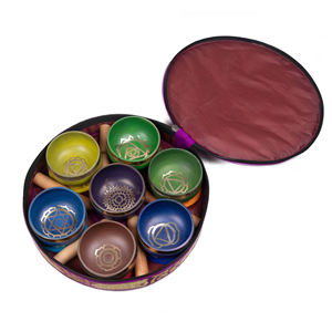 Cuencos tibetanos de siete colores certificados ISO 9001 Juego de cuencos de Canto de terapia de sonido de 7 metales - Product Image 1