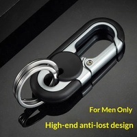 Porte-clés décontracté bicolore pour homme, créatif, double anneau en alliage de zinc et acier inoxydable, forme ovale, pour clés de voiture et motos