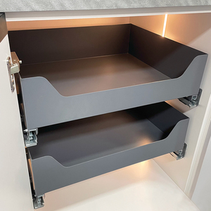 Panier de rangement coulissant en métal à quatre côtés pour tiroir d'armoire de cuisine, organisateur d'angle coulissant pour tiroir de cuisine - Product Image 6