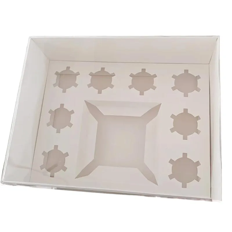 Wholesale 2 5 8 Holes Wedding Christmas Baking Packaging Boxes Mini With Window Paper Cupcake Transparent Boxes
