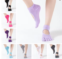 YS00014 Coton Yoga Dot Chaussettes Antidérapant Silicone Colle Chaussettes À Cinq Doigts Cinq Orteil Court Tube Yoga Split Toe Fitness Chaussettes Sports