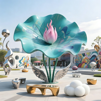Orientalische Feng Shui Wohlstands-Skulptur für Innen/Außen aus Fiberglas, Zeichentrickfigur zur Anziehung von Glück, Bunte Gartenteich-Wasserlandschaft