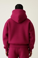 Sweat à capuche zippé personnalisé, vierge, épais 500 g/m², en tissu tricoté Air Layer, coupe courte et carrée, vente en gros