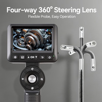 Caméra d'inspection de tuyaux avec écran IPS de 4,3 pouces, double objectif de 6,5 mm, boroscope articulé à 360°, joystick 4 directions, IP67, 1080P, zoom 10x