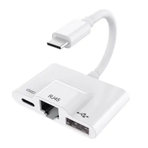 Tipe C OTG adaptor pembaca kartu konektor USB adaptor Ethernet Rj45 kabel untuk Samsung IPad/Tablet